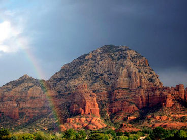 Thunder Mountain View with Rainbow from Living Room and Patio