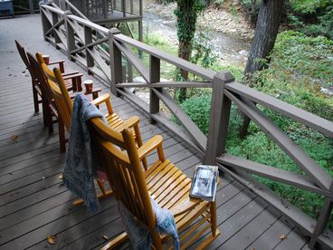 Rock on the deck overlooking the South Toe River