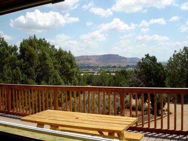 Fabulous views towards Kanab from the deck.  Ideal for picnics, sunbathing, parties
