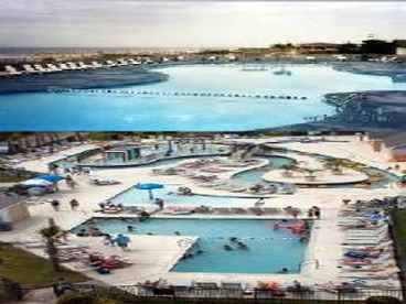 Complex has oceanfront pool, lazy river and kiddie pool.