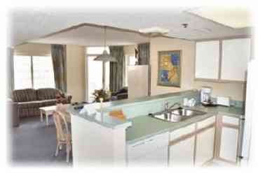 Spacious and well-equipped kitchen and dining area has all the amenities of home.