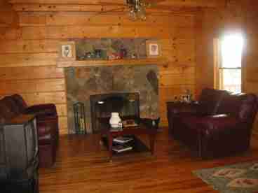 Enjoy a fire on the leather couch, loveseat or recliner. Maybe a movie and blanket or simply listen to the mountain night sounds . . . .
