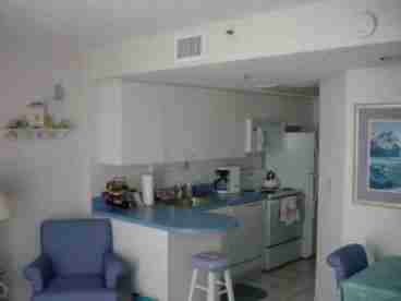 Our fully equipped kitchen has all full size appliances as well as toaster, coffee maker, blender, pots, pans, and utensils.  There's also a wine rack on the counter.

 

