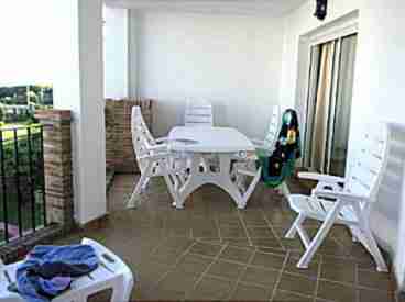 There is ample room on the terrace for all to enjoy the sun...there is a family sized table with 6 reclining chairs for 'al fresco' meals
