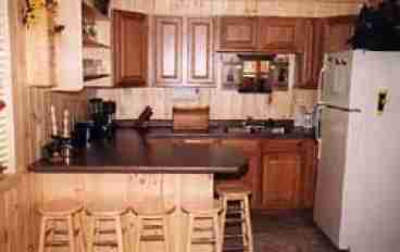 Lower level features open room with small dining area for guests lodging below