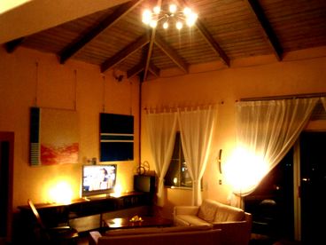 The living room at villa Gallega is the perfect spot to entertain watch movies or the blue calming sky full of bright stars.