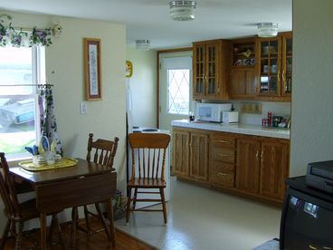 bright kitchen and dinning room