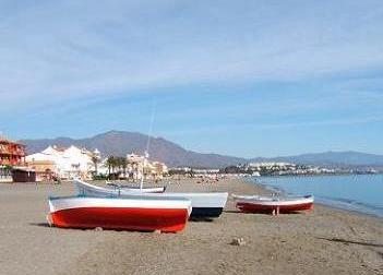 Fishing Boats on Duquesa Blue flag sandy beach