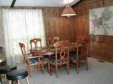 Dining table with 6 chairs.