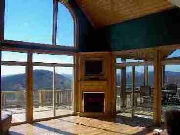 Living room fireplace w/views