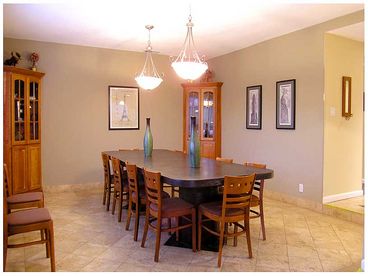 CONTEMPORARY   DINING   AREA  with STEREO/CD  & unique custom cement table top !