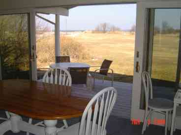 Views of Field and Water from Dining Table