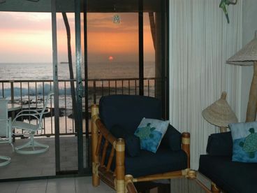2nd floor Living Room, sunset on the water. 