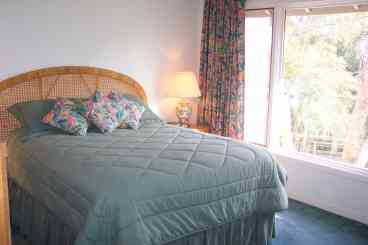 Spacious Master Bedroom with new Queen-size Sealy Posturepedic Eurotop bed, Color TV and private bathroom.