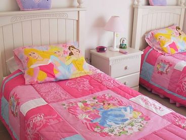 Disney Princess themed twin room - a massive hit with the girls!  with Disney Princess TV.