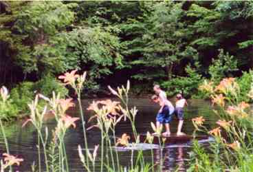 Children love the 120' pond with raft.