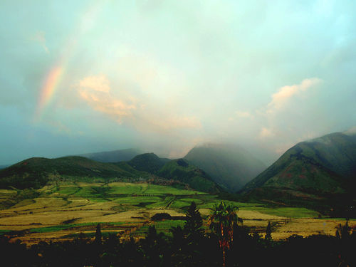 Room with a view ~ from the balcony lanai. Mountains are oftimes rainbow enhanced toward sunset.
