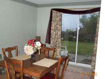 Dining area with a view of the water.