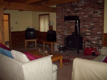 Comfortable living room with wood-burning stove