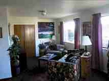 Living Room of Unit, from which you can see Hollister Peak and sand dunes.