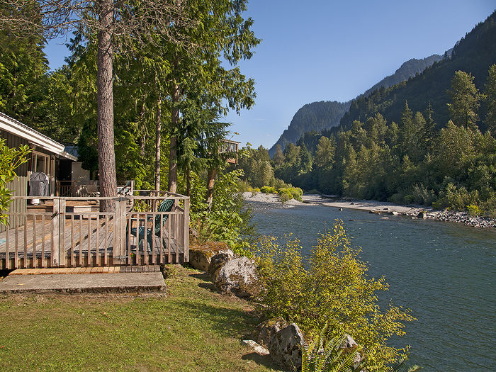 View Riverside Ranch Hot tub riverfront