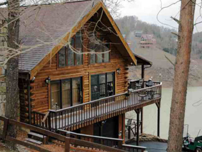 View Serenity View Lakefront Log Cabin